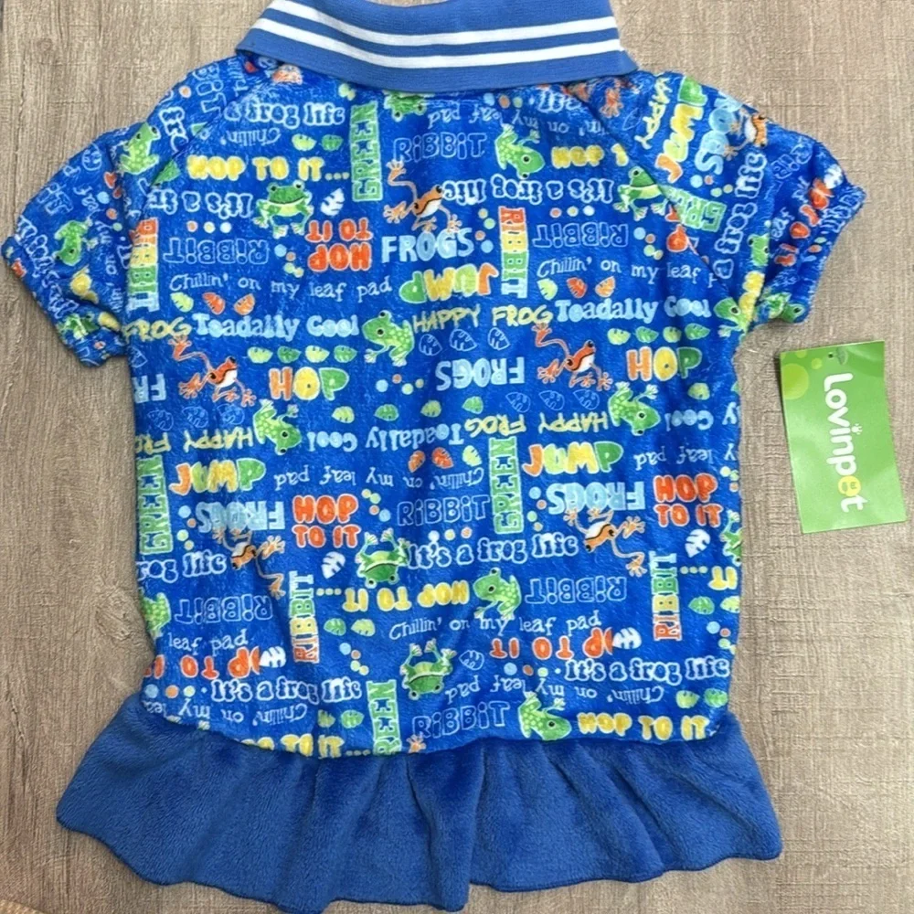 FLEECE Froggy Pajamas for dogs w/polo collar and ruffle NWT